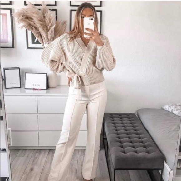 ZARA KNIT CROPPED BELTED CARDIGAN NWT - Picture 6 of 16